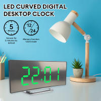 Reloj De Alarma Digital LED Con Espejo Pantalla Curva Para Estudiantes Dormitorio Sala De Estar Oficina Escuela Función De Sueño Temperatura - details 5