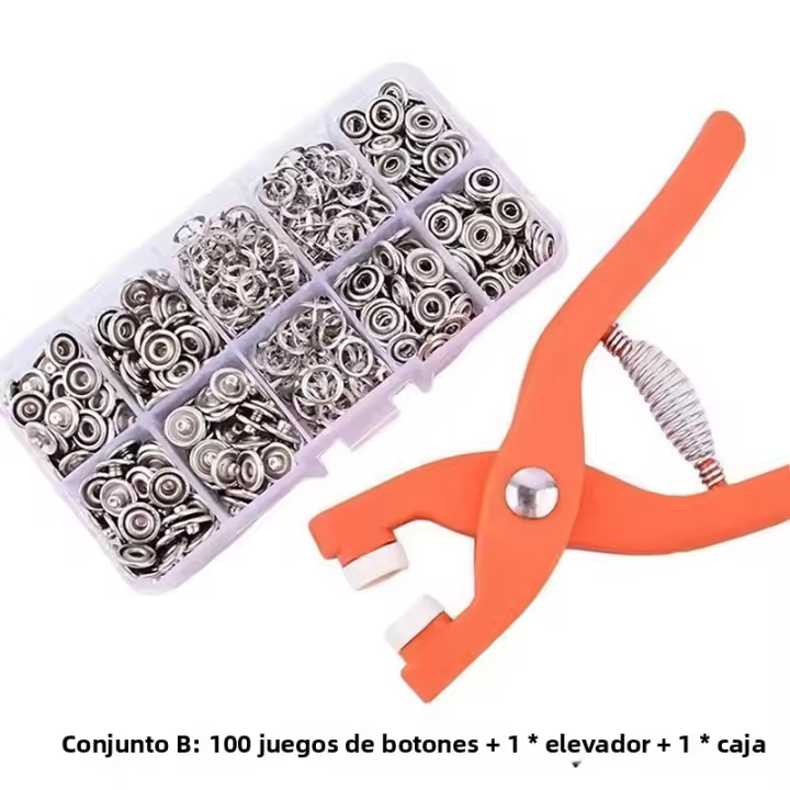 Kit De Botones De Acero Inoxidable Con Herramientas Para Manualidades Y Costura Kit De Fijación Para Ropa Y DIY - 1