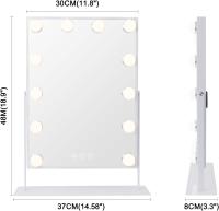 Espejo de Maquillaje con Luces, Espejo de Maquillaje Estilo Hollywood con 3 Modos de Color y 12 Bombillas LED Ajustables, Zoom en Rotación de 360° Control Táctil - details 1