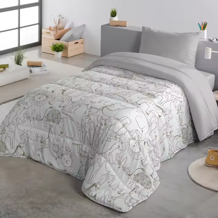 NATURALS - Edredón Nórdico Estampado Infantil - Acolchado de Gran Confort y Extrasuave - Gramaje 300 Gramos con Tacto Pluma - 5 Modelos diferentes - Modelos Infantiles - Camas 90/105 cm - 1