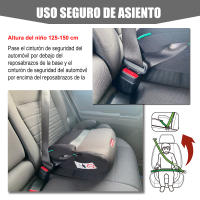 ENERFERO-Asiento elevador infantil para coche,Asiento Elevador para Auto,Alzador coche niño,ECE R129, de 22 a 36kg, altura 125-150cm, con bolsillos laterales - details 3