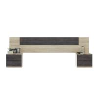 Meimon ALAYA Cabezal para cama de 150cm con 2 mesitas de noche, cada una con 2 cajones, estructura en Roble Canadian, guías metálicas, tiradores de aluminio lacados en negro y herrajes metálicos para fijación a pared - details 0