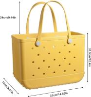 Bolsa de Playa/Bolsa Grande de Verano impermeable y lavable/Bolsa de Playa de Goma with bolsos/Para Playa, Mercado, Amarillo, L - details 2
