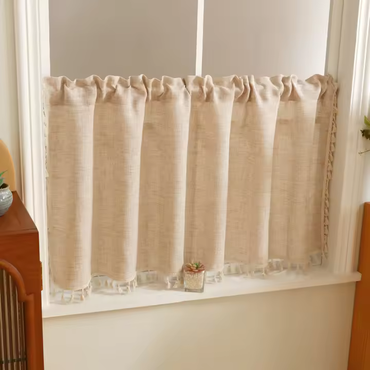 Cortina Corta Bohemia Japonesa 1pc En Poliéster Con Borlas Estilo Rod Pezón Para Ventana Puerta Armario Decoración De Ventanas Y Puertas - 1