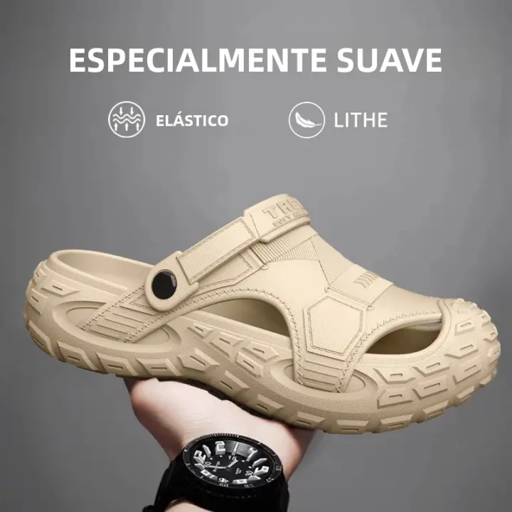 Sandalias EVA Para Hombres En Verano Con Suela Gruesa Y Suave Para Uso Al Aire Libre Zapatos De Playa Para Deportes Casuales Y Perforados - 1