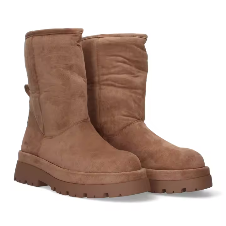 Davinia Shoes Botin con tacon para mujer, comodos, material aterciopelado. Shoes&Blues.es 9583-Camel - 1