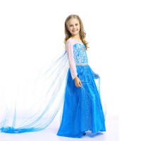Vestido De Princesa Para Niñas Disfraz De Elsa Con Capa Ropa De Cosplay Para Fiestas De Carnaval Vestido Largo De Hielo Con Diamantes Estilo Europeo Y Americano Talla Verdadera Para Edad 4-6A-LINE Sin Aros - details 3