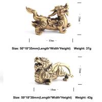2pcs Pares De Cuernos De Delfín Y Caudal De Oveja Decoración De Hogar De Animales Mitológicos Chinos Cabeza De Dragón Y Cuernos De Ciervo En Latón Para Adornos Del Hogar - details 2