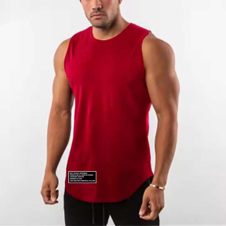 Summer Men's Trendy Brand Printed Gym Sports Bodybuilding Fitness Loose Mesh Quick-drying Workout Sleeveless Shirt - 1
