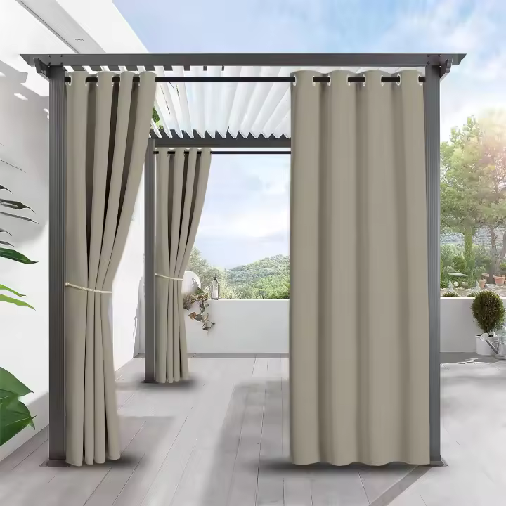 2-Pack Cortinas Impermeables Para Exteriores Con Tope De Grommets Ideal Para Decoración De Dormitorio Sala De Estar Porche Y Pergola - 1