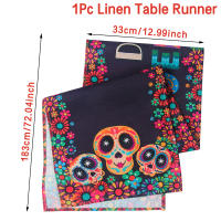 Mantelera De Lino Mexican Day of the Dead Dia De Los Muertos Calavera De Azúcar Para Decoración De Comedor Y Fiestas En Casa - details 7