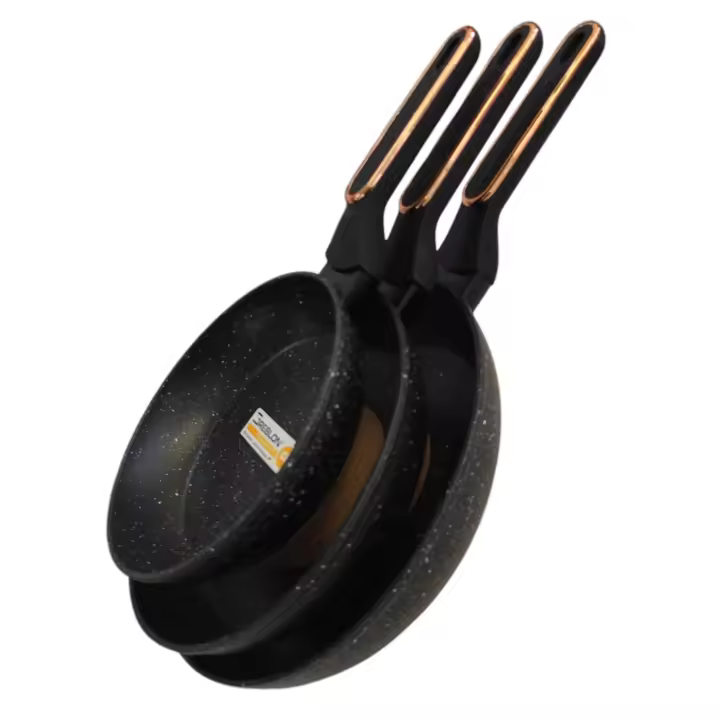 SET DE SARTENES - JUEGO DE SARTENES  - RECUBRIMIENTO ANTIADHERENTE - COCINA SALUDABLE - LIBRE DE PFOA - APTO TODO TIPO DE FUEGOS - APTO INDUCCION - 20 CM - 24 CM - 28 CM - X 3 - 3 UNIDADES - 1