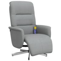 vidaXL Sillón reclinable de masaje con reposapiés tela Gris claro, Gris oscuro, Negro Sillon Dormitorio Sillon Comodos Silla Relax Sillón Sofá - details 3