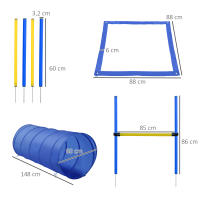 PawHut Set de Entrenamiento de Agilidad para Perros Obstáculos de Salto con Altura Ajustable Túnel para Perros y Bolsa de Transporte Azul y Amarillo - details 2