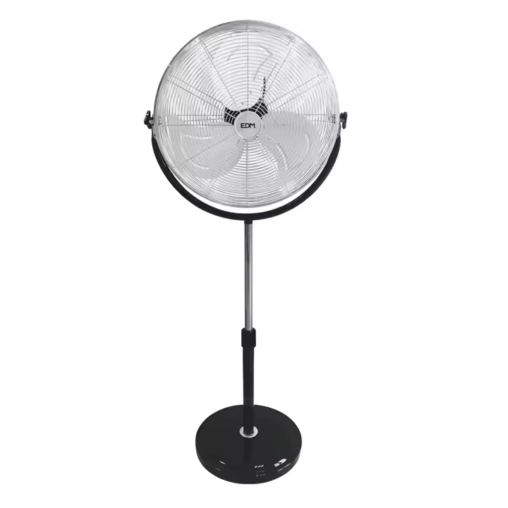 VENTILADOR DE PIE INDUSTRIAL BASE CIRCULAR, CROMADO/NEGRO, POTENCIA 120 W, ASPAS Ø50 cm, ALTURA REGULABLE 118-148 cm - 1