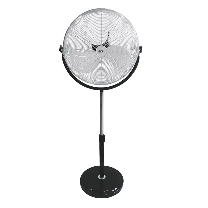 VENTILADOR DE PIE INDUSTRIAL BASE CIRCULAR, CROMADO/NEGRO, POTENCIA 120 W, ASPAS Ø50 cm, ALTURA REGULABLE 118-148 cm - 1