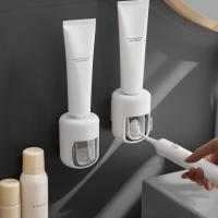 Dispensador automático de pasta de Dientes de 2 piezas, soporte para pasta de dientes para niños, montado en la comparación, con tapa, impermeable y prueba de Polvo, desmontable para baño y adultos. - details 2