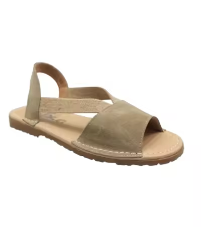 Menorquinas mujer planas beige sujetas con elásticos - 1