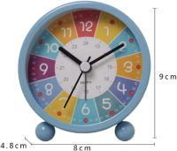 Reloj de pared educativo para aprender la hora, silencioso, decorativo, para aulas o dormitorios, color azul. - details 1