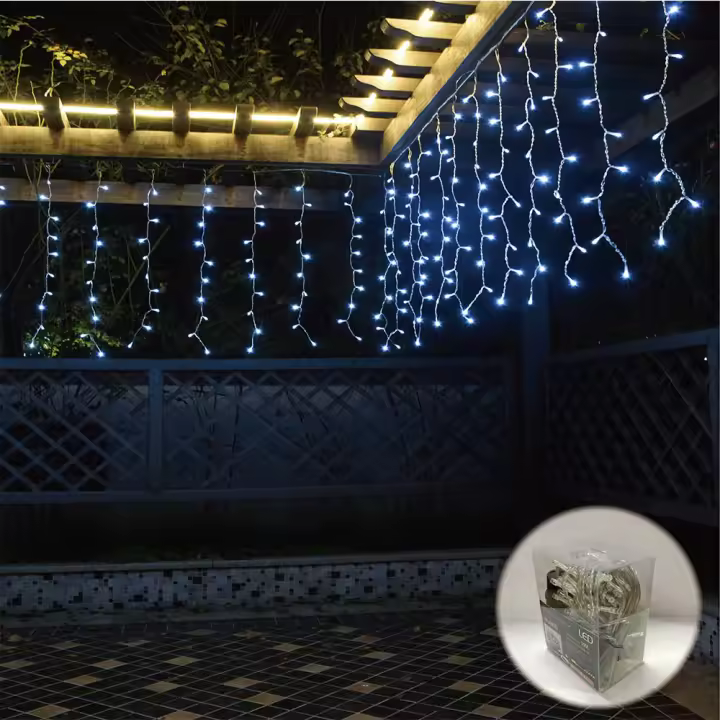 PLUSHOME Luz Led de Cortina 300Leds 6mx1m + 3m Cable. Interior y Exterior Disponible en 4 colores .8 Funciones Ajustables. - 1