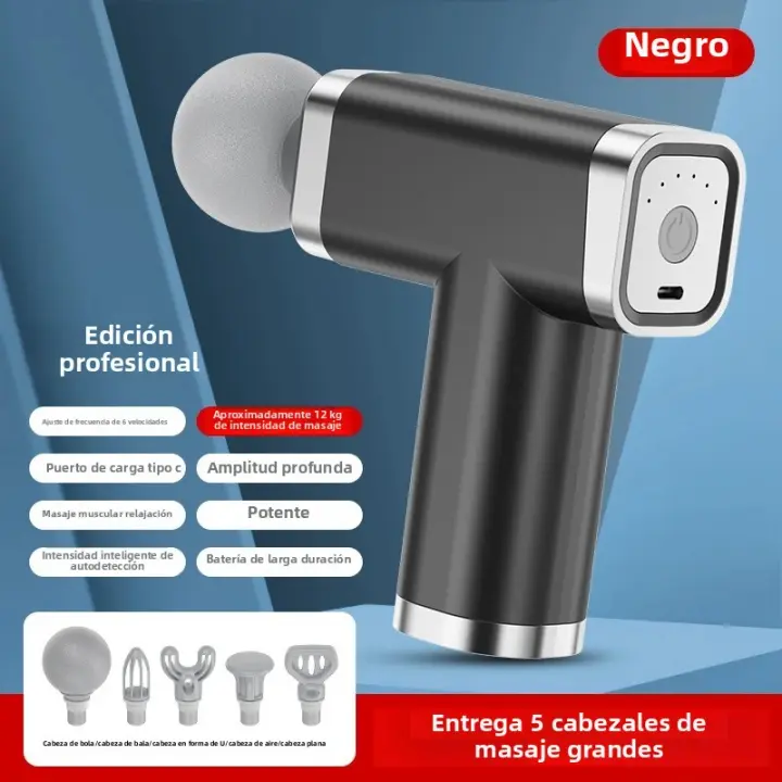 Mini Masajeador De Fibra Portátil Con 5 Cabezas De Masaje Vibration Profesional Para Quemar Grasa Cuello Espalda Músculo Shaking Massager - 1