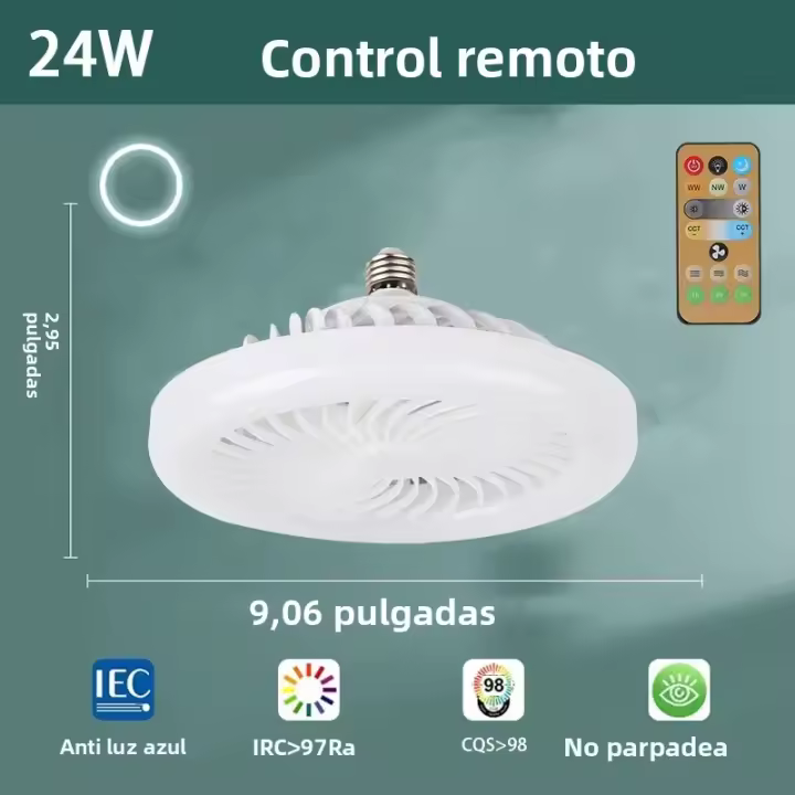 Lámpara De Techo LED E27 Con Control Remoto 85-265V Dimmable 24W Luz De Ventilador Inteligente Para Decoración De Dormitorio Y Cocina - 1