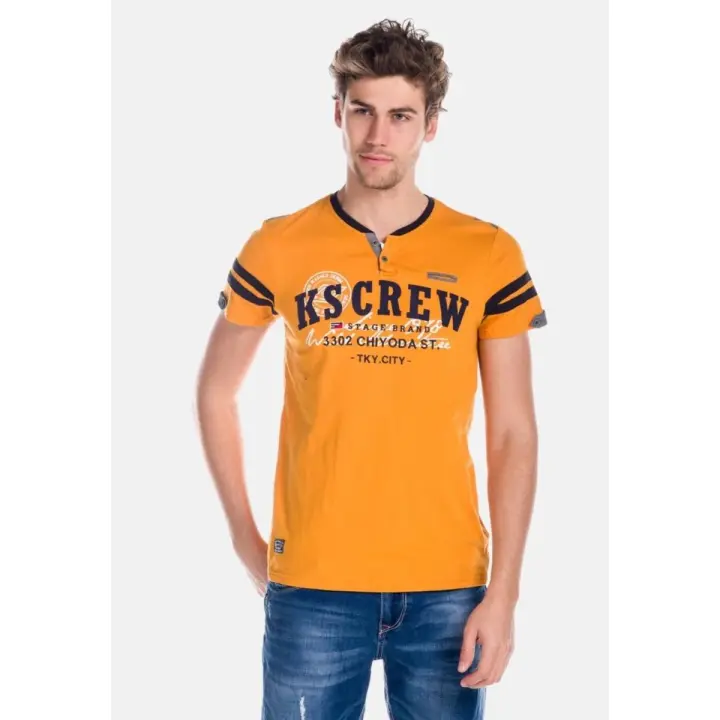 Koroshi Camiseta manga corta con letras estampadas, bordado y rayas en manga | Tendencia actual - 1