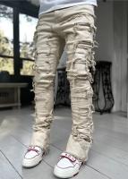 Pantalones De Mezclilla Para Hombre Estilo Hip Hop Callejero Jeans Arrugado Y Destrozado Ajustados Y Rectos Material 100% Algodón - details 5