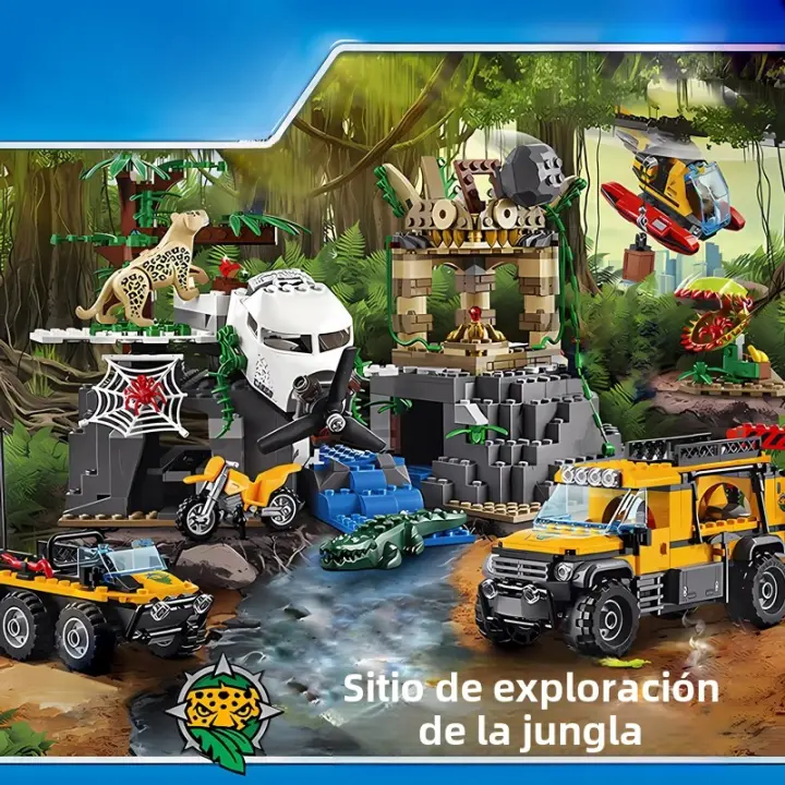 Bloques De Construcción Creativos De Helicóptero Y Coche De Exploración En El Árbol Serie De Aventura Para Niños Juguetes De Rompecabezas Educativos Regalos - 1