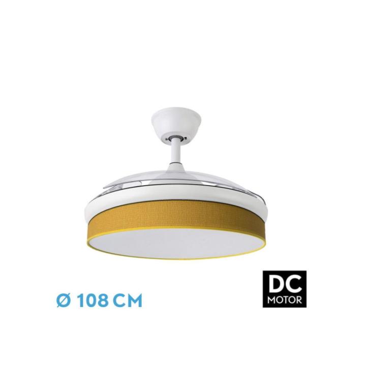 Fabrilamp - Ventilador Dc Moda 72w Blanco/amarillo 108d 3aspas 7200lm 3000-4000-6000k Remoto+memoria+temporizador — oferta en Miravia