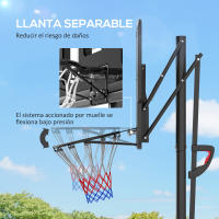 SPORTNOW Canasta de Baloncesto de Exterior con Altura Ajustable 235-305 cm Aro de Baloncesto con Soporte Canasta de Baloncesto con Ruedas Base Rellenable Bolsa de Peso Negro - details 5