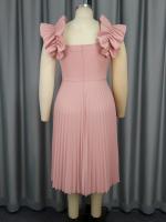 Vestido Midi A-Line Elegante Para Mujer Sin Mangas Con Volantes Y Cuello Cuadrado Vestido Casual Modesto Para Fiestas Y Días Normales - details 5