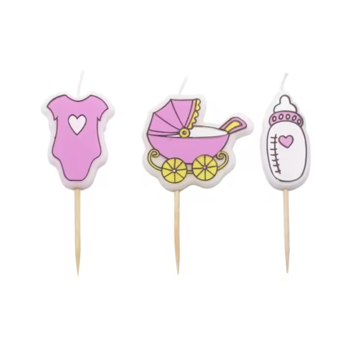 Velas Bebé Rosas - Incluye Clavo - Material Parafina - 1