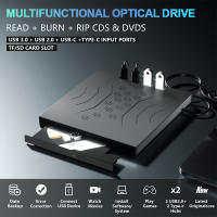 Carpeta Óptica Externa 7-en-1 USB3.0 Tipo-C Portátil Para Laptop PC Windows Reproductor De CD DVD RW Con Slots De Tarjetas SD TF - details 3