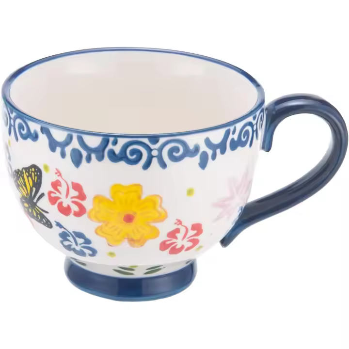 Tazas de cerámica de porcelana pintadas a mano de 15 oz. Taza novedosa hecha a mano (mariposa) - 1