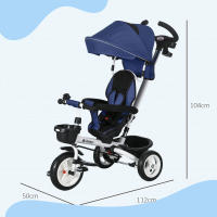 HOMCOM Triciclo para Bebés Plegable Triciclo Evolutivo 2 en 1 para Niños de 12-60 Meses con Toldo Plegable Mango de Empuje Telescópico Reposapiés Cinturón de Seguridad y Cestas - details 2