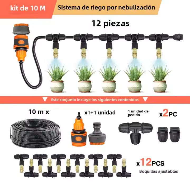 Sistema De Rociado De Jardín En Braza De 10/20/30M Con Rosca 1/4" Para Invierno En Balcones Estufa Invernadero Riego Y Enfriamiento - 1
