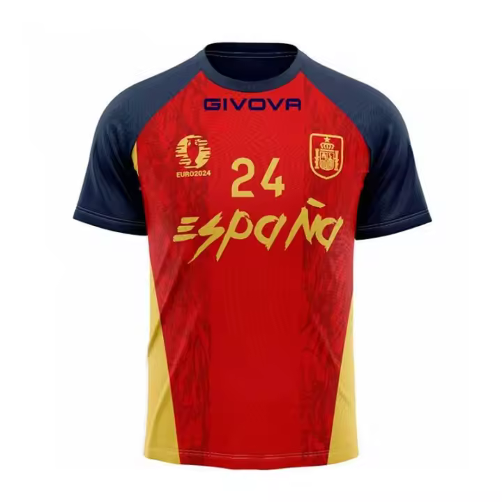 Camiseta aficionado Eurocopa 2024 España Givova  Camiseta deportiva de manga corta  Adulto y Niño  Varios Colores - 1