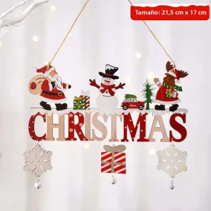 Decoraciones De Navidad De Madera De Santa Claus Y Muñeco De Nieve Creativo Artesanal Para Puerta Adorno De Navidad - 1