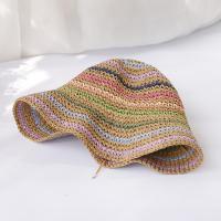 Sombrero De Paja Para Mujer 2024 Con Patrón Arcoíris Protección UV Sombrilla De Playa Sombrero De Verano Casual Unisex - details 5