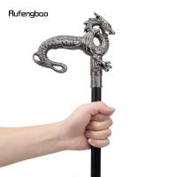 Bastón De Moda Dragón Plateado Elegante 93cm Tacón De Goma Manija Recta De Acero Para Hombres Decoración De Callejero - details 7