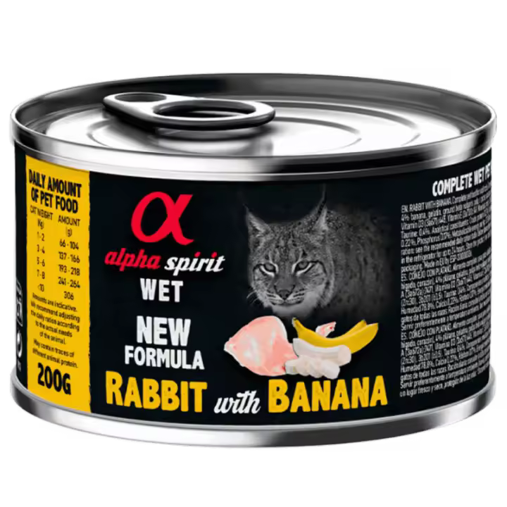 Alpha Spirit Alimento Húmedo para Gatos sabor Conejo con Plátano | 100% Natural y Sin Cereales - 1