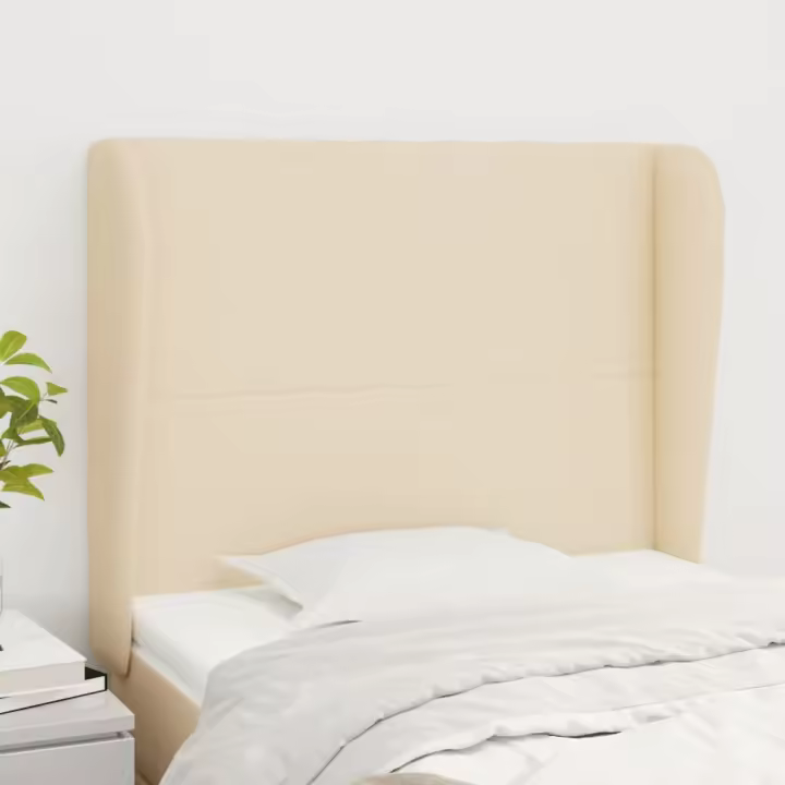 vidaXL Cabecero con orejas de tela color crema 103x23x118/128 cm - 1