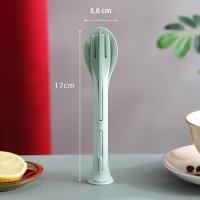 Juego De Comedor Portátil De 3 Piezas Set De Cutlería Desmontable De Trigo Algodón De Seda Para Viajes Y Camping - details 7