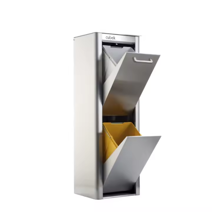 DON HIERRO - Cubo de basura y reciclaje en Acero Inoxidable. 2 compartimentos de 20 litros. CUBEK- - 1