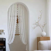 Cortinas De Cola De Fénix Clásicas De Encaje 1 Pieza Tres Colores Tejidas Con Hilo Para Decoración Exterior De Ventanas - details 11