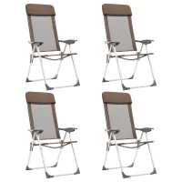 vidaXL 4x Sillas de Camping Plegables Aluminio Senderismo y Acampada Color Crema,  Gris,  Marrón y mas - details 2