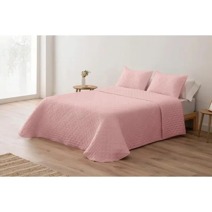 Colcha Bouti Reversible PILAR – Tacto Extrasuave, Diseño Liso Bordado, con Fundas de Cojín – Ideal para Primavera, Verano o Entretiempo Mommata - 1