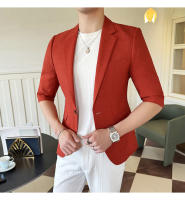Traje De Verano Para Hombre 2025 De Alta Calidad Con Mangas De Siete Puntos Estilo Moderno Y Elegante Talla M-5XL Azul Rayado Transpirable Y Fresco - details 3