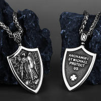 Collar De Acero Inoxidable Con Colgante De Ángel Protector Y Cruz Michael Arcoíris Para Hombres Adorno Religioso De Moda - details 5